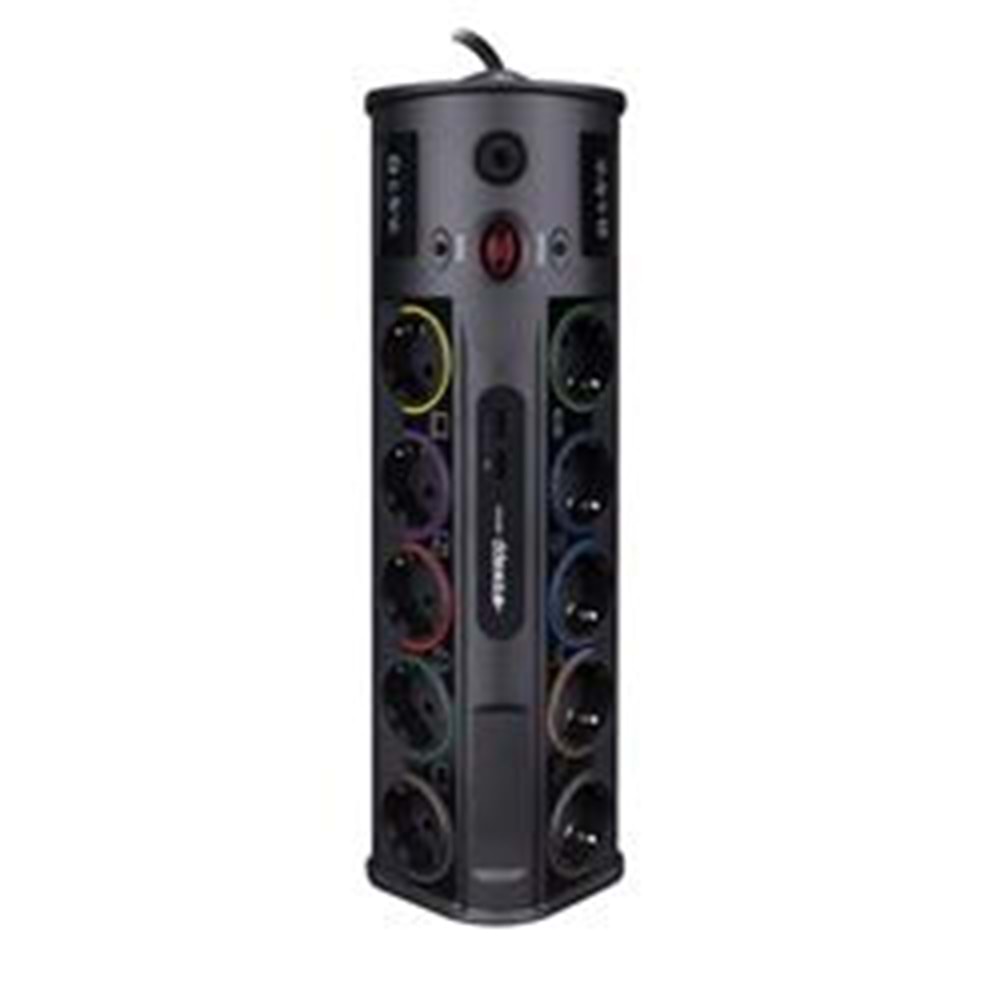 S-link SWV-PRZ010 1.8M 1860 Joule 1.5mm 1 Usb 1 Type C 2.1A-5V 16A 250V 3680W 10lu Akım Kor.Priz