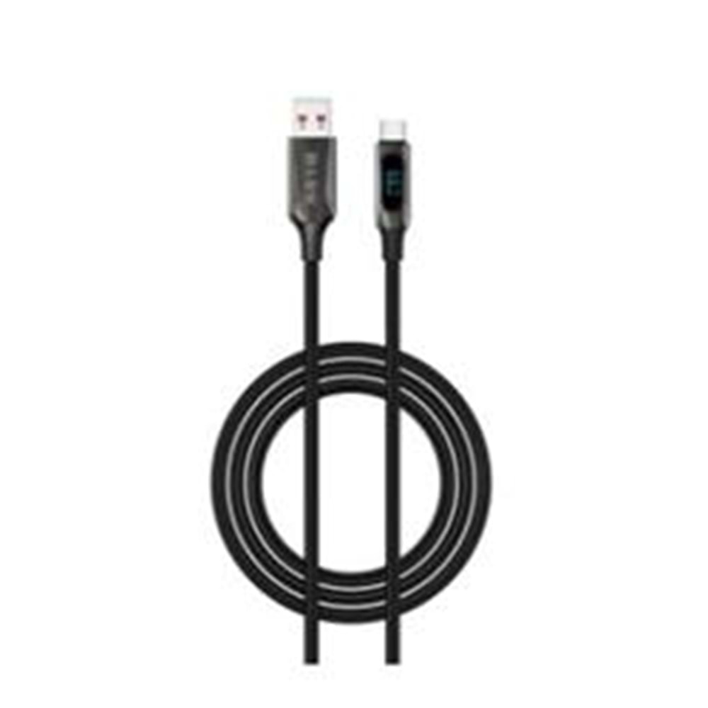 S-link Armor LED UC-066 66W 1m USB to Type-C PD Örgülü LED Başlıklı Siyah Hızlı Şarj Kablosu