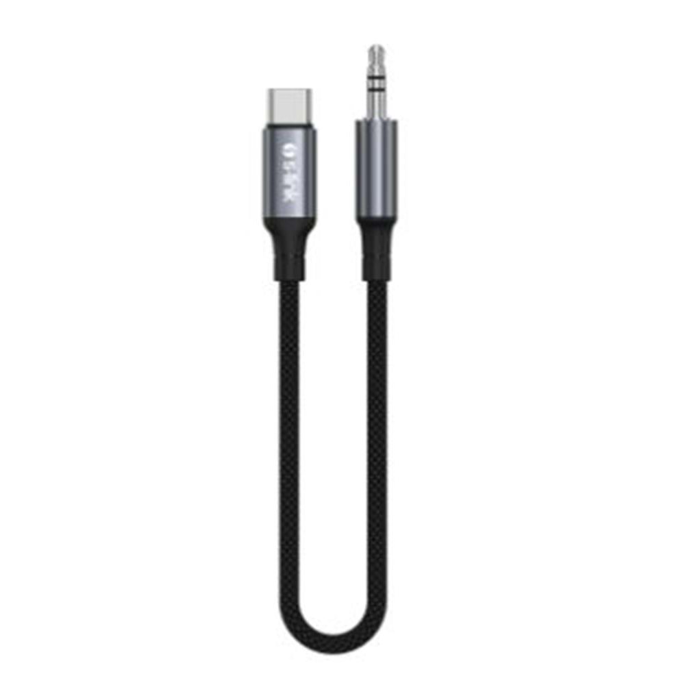 S-link Armor MC-01 1.2m Type-C to M AUX Örgülü Metal Başlıklı Siyah Ses Kablosu