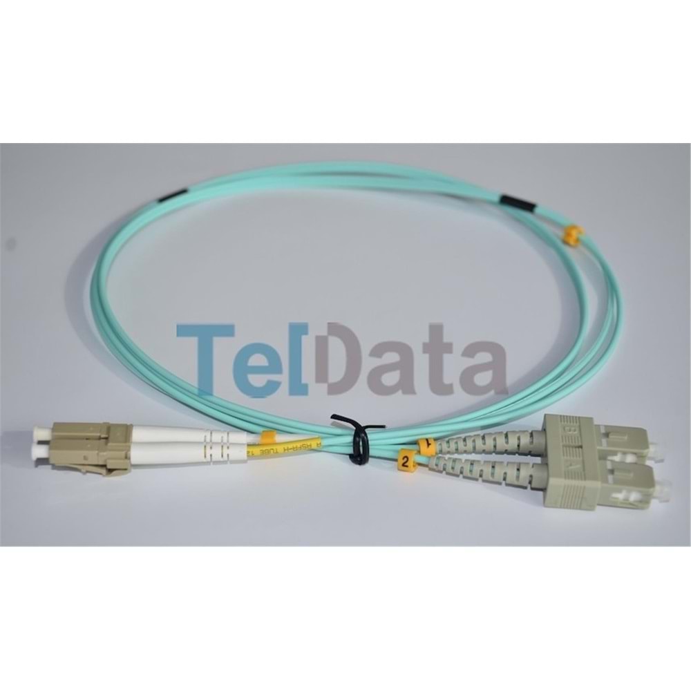 TELDATA TLD-SCLCOM31 SC-UPC-LC-UPC MM DX OM3 1 METRE FIBER OPTIK PATCHCORD
