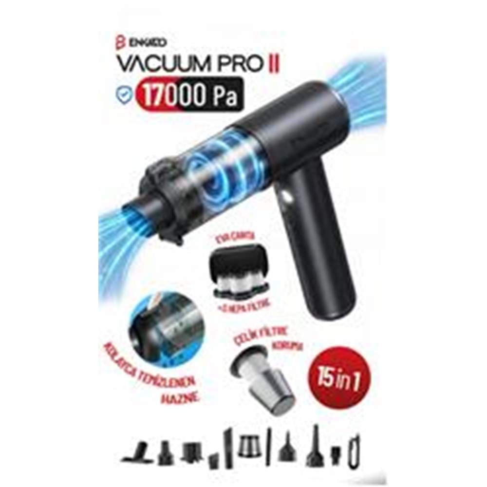 Enkado EKD-SP10 17000PA 2000ah Güçlü Vakum Ve Üflemeli Şarjlı Elektrikli Araç Süpürgesi 3ad Filtre