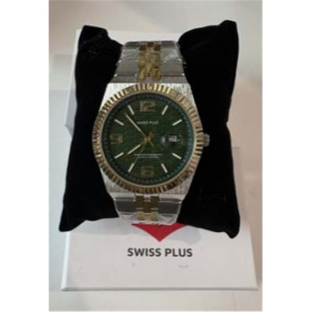 Swiss Plus Man Watch Premium Seri Model-3 ST3450AGS Green-Gold