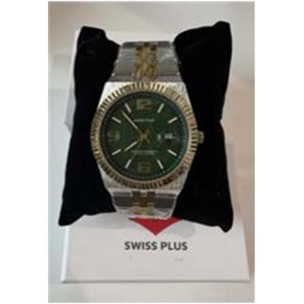 Swiss Plus Man Watch Premium Seri Model-3 ST3450AGS Green-Gold