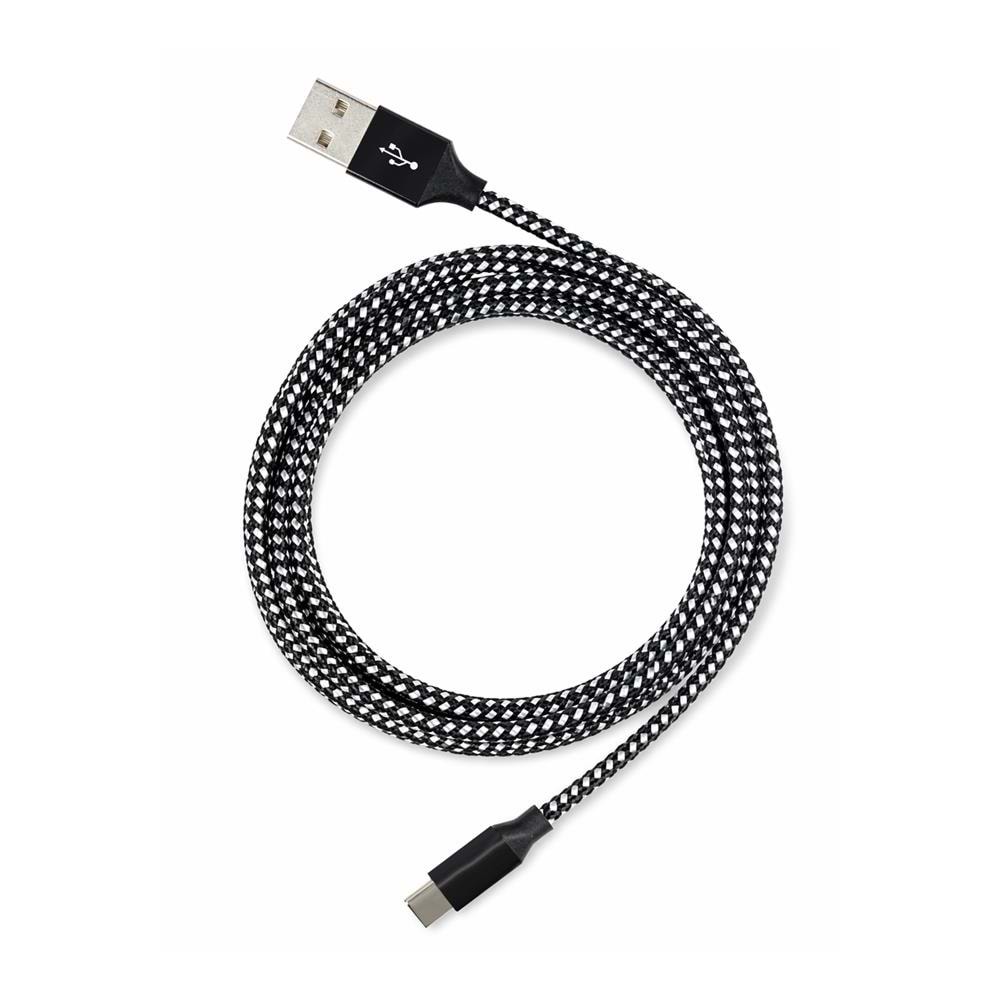 Vcom CU250 Type-C to USB 3m 15W (5V-3A) Örgülü Şarj Kablosu