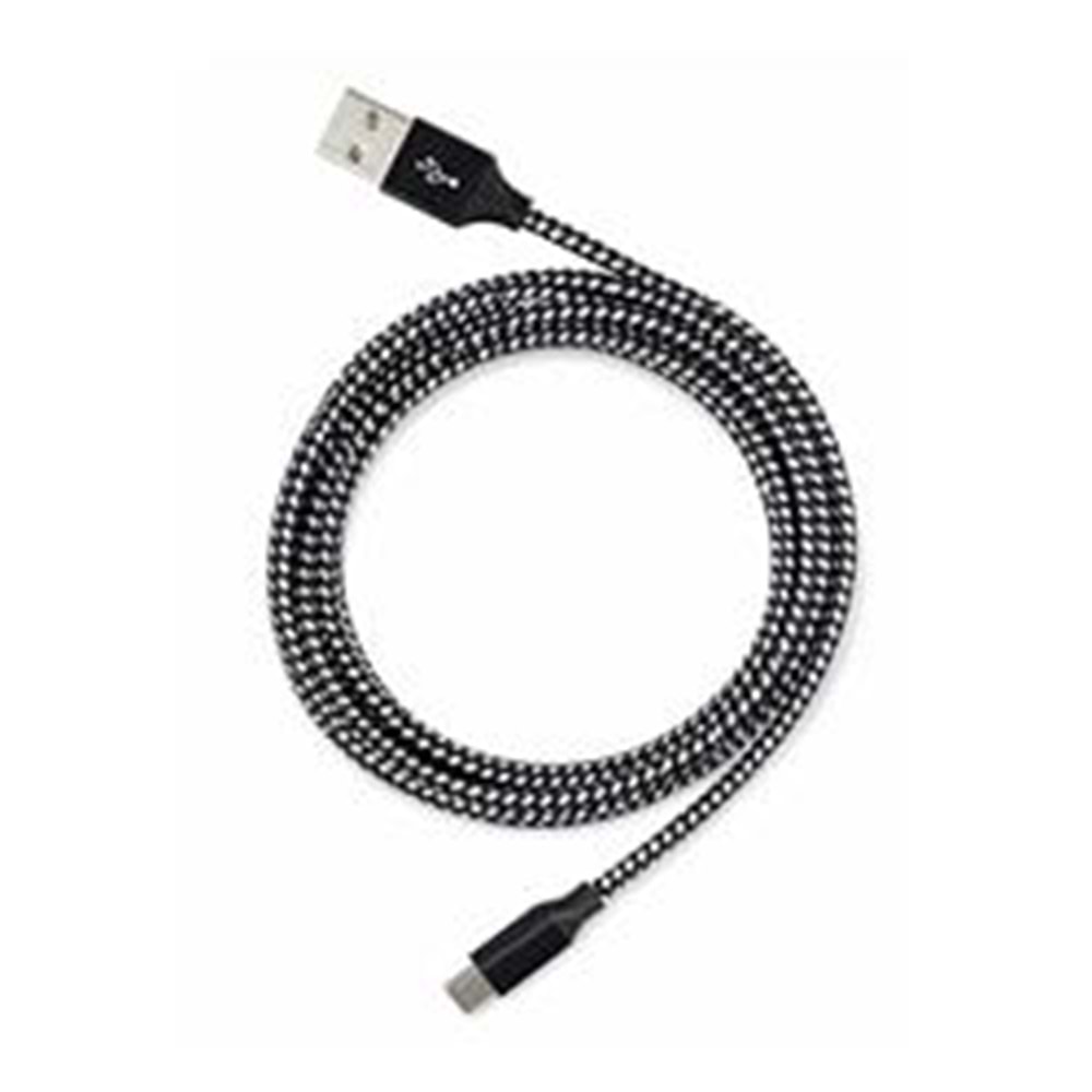 Vcom CU250 Type-C to USB 3m 15W (5V-3A) Örgülü Şarj Kablosu