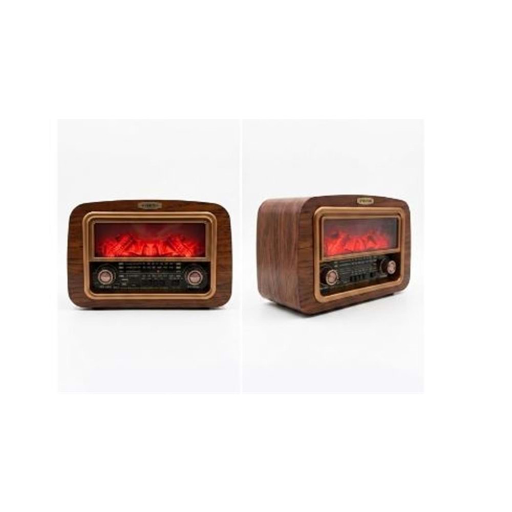 Everton Rt-742 Şömine Göstergeli Bluetooth Fm-Usb-Tf-Aux Şarjlı Nostaljik Radyo