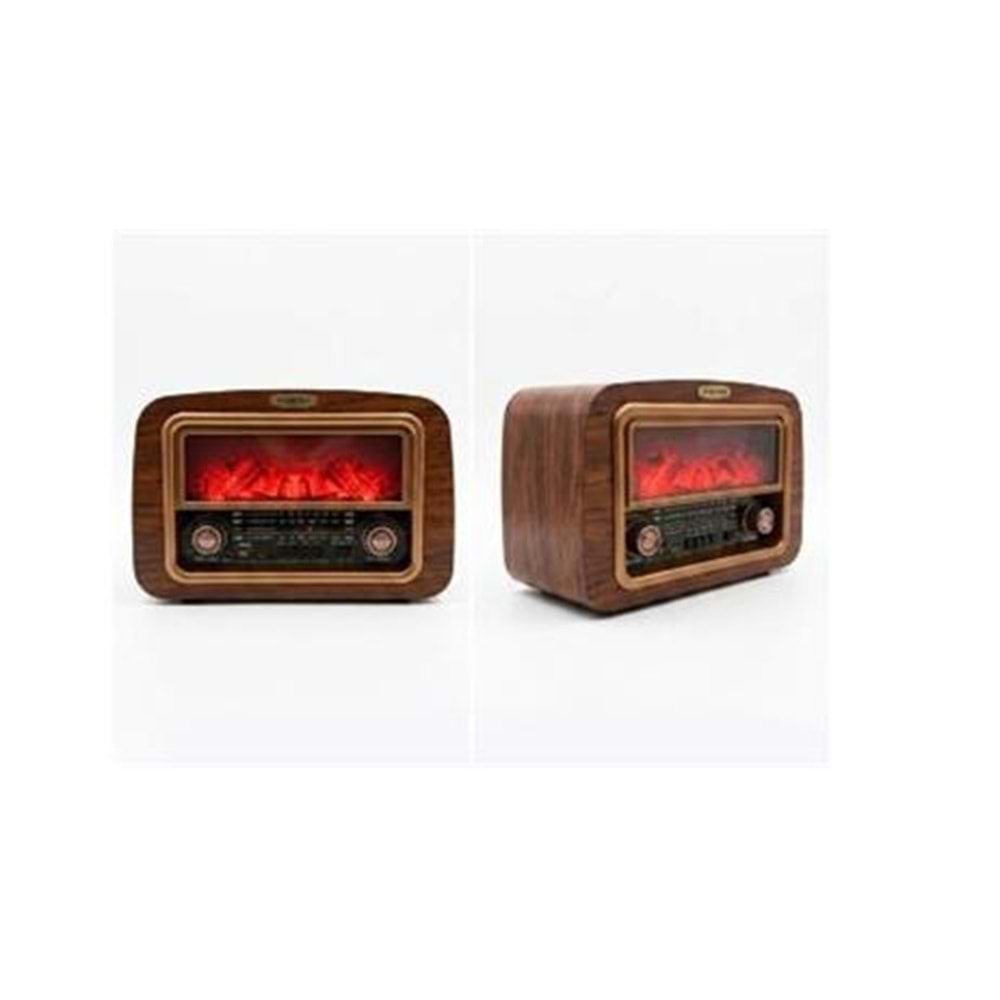 Everton Rt-742 Şömine Göstergeli Bluetooth Fm-Usb-Tf-Aux Şarjlı Nostaljik Radyo