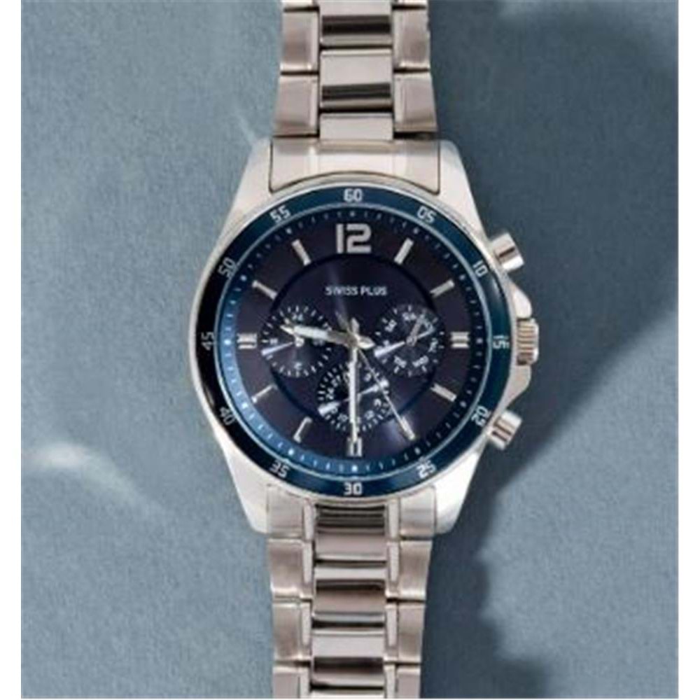 Swiss Plus Man Watch Basic Seri Model-8 ST3516AGS Lüx Blue-Silver