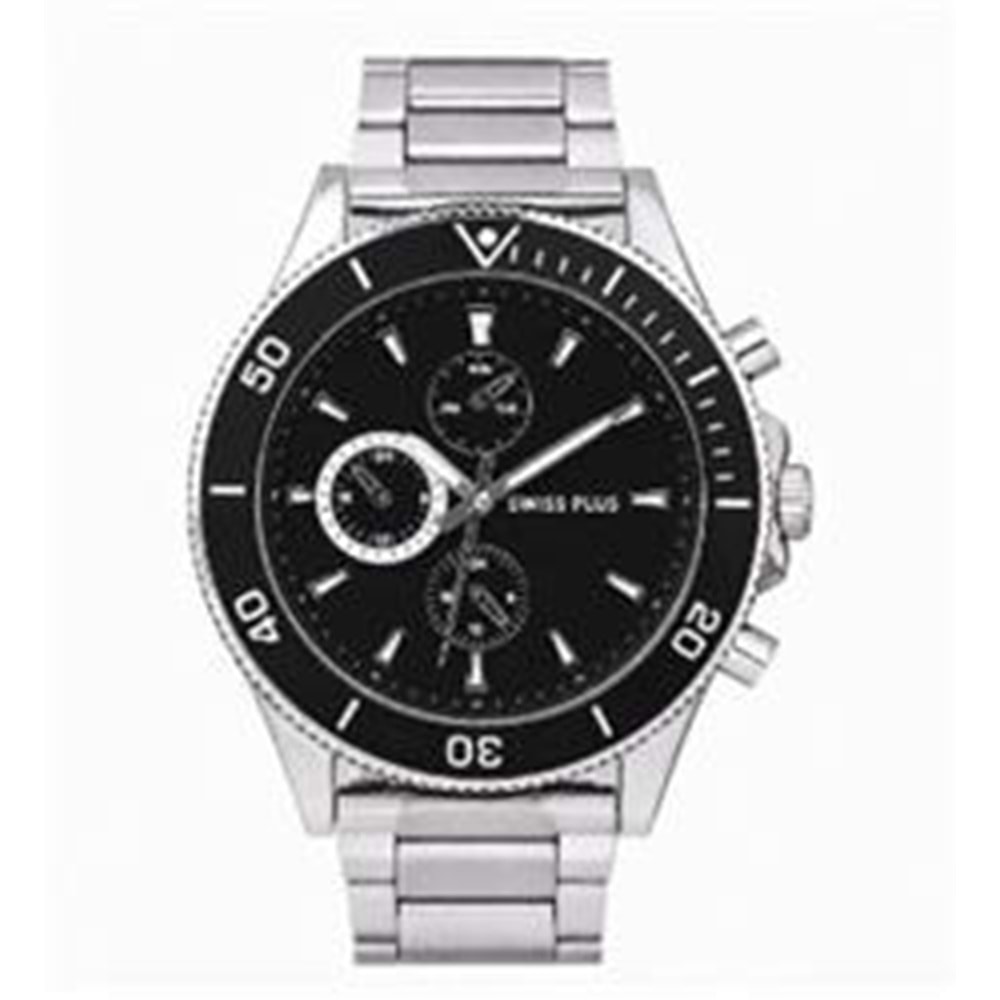 Swiss Plus Man Watch Basic Seri Model-10 ST3516AGS Lüx Black-Silver