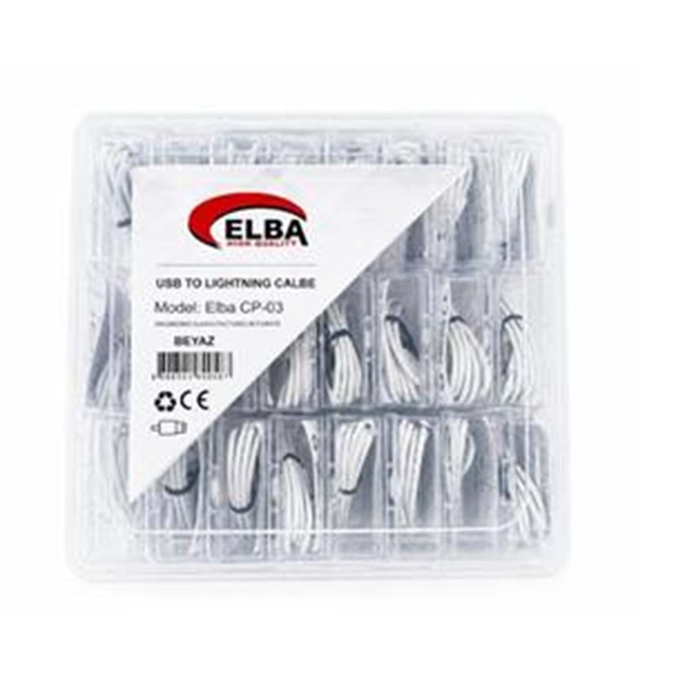 Elba CP-03 Şeffaf Kutulu Usb To Lightning 24lü Beyaz Şarj Kablosu