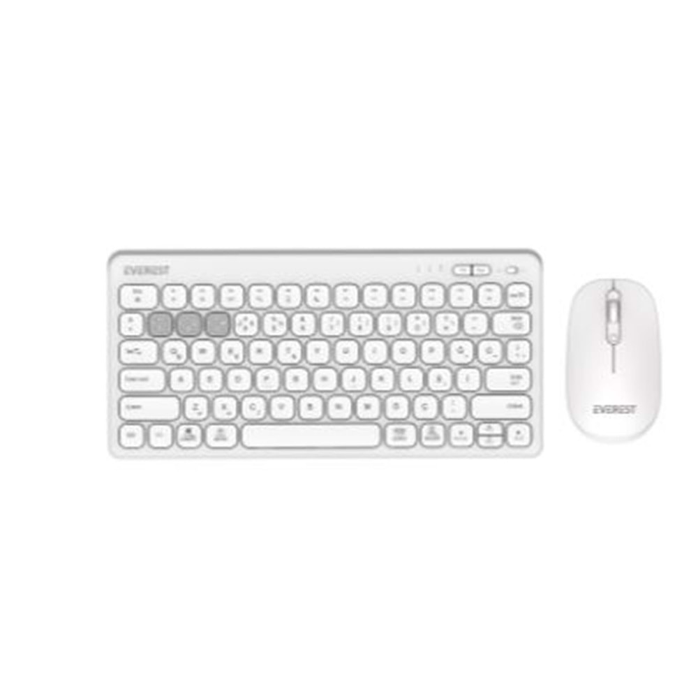 Everest KM-BT903 Beyaz 3in1 3 BT + 2.4 İnce Q 4 Cihaz Bağlantılı Kablosuz Klavye + Mouse Set