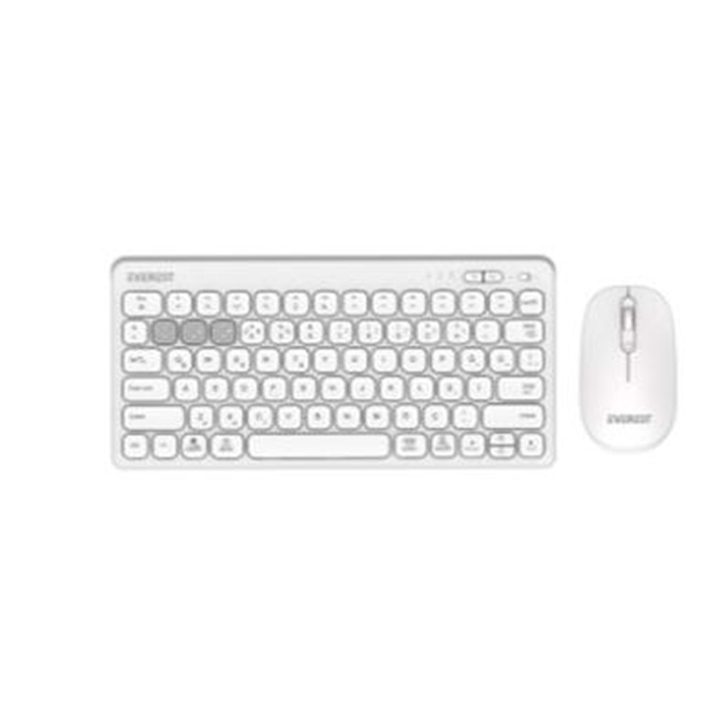 Everest KM-BT903 Beyaz 3in1 3 BT + 2.4 İnce Q 4 Cihaz Bağlantılı Kablosuz Klavye + Mouse Set