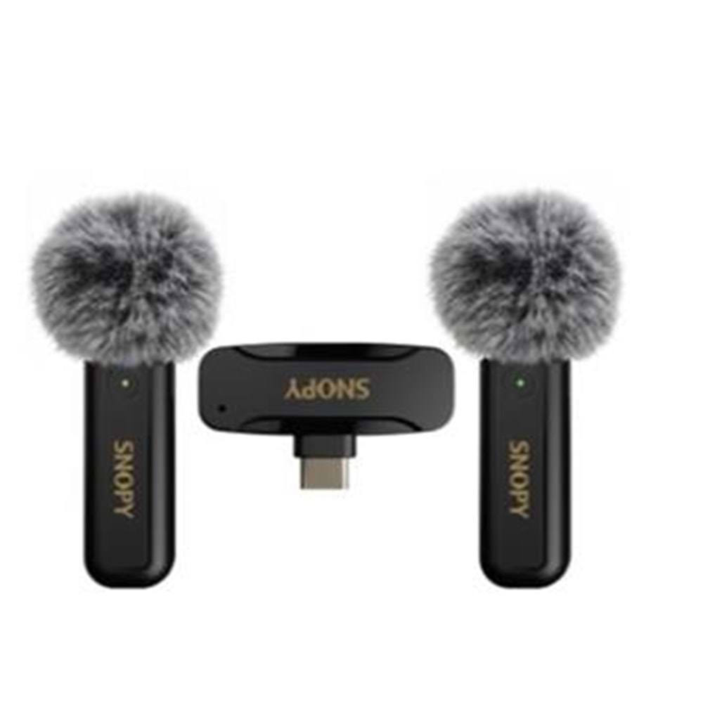 Snopy SN-MW80 Siyah 2 Mikrofonlu Kablosuz Type-c Yaka Mikrofonu