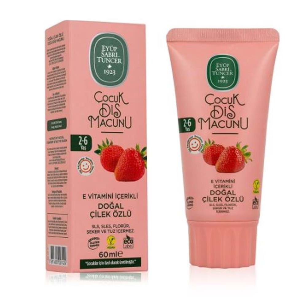Eyüp Sabri Tuncer Doğal Çilek Özlü 2-6 Yaş Çocuk Diş Macunu 60 ml