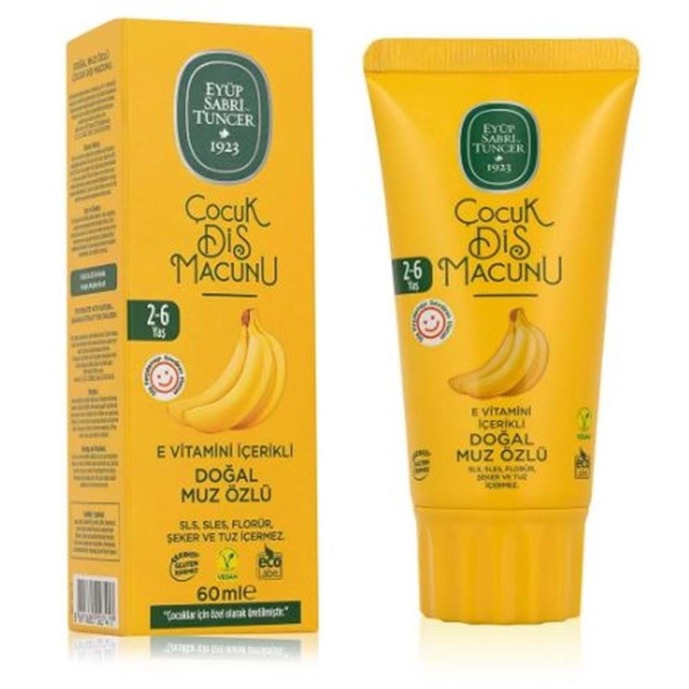 Eyüp Sabri Tuncer Doğal Muz Özlü 2-6 Yaş Çocuk Diş Macunu 60 ml