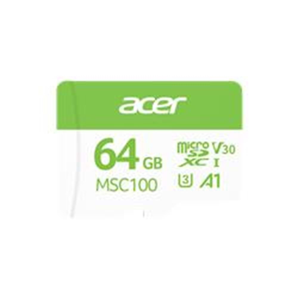 Acer MSC100 64GB microSD U3 V30 A1 Aksiyon Kamera & Güvenlik Kamerası Uyumlu