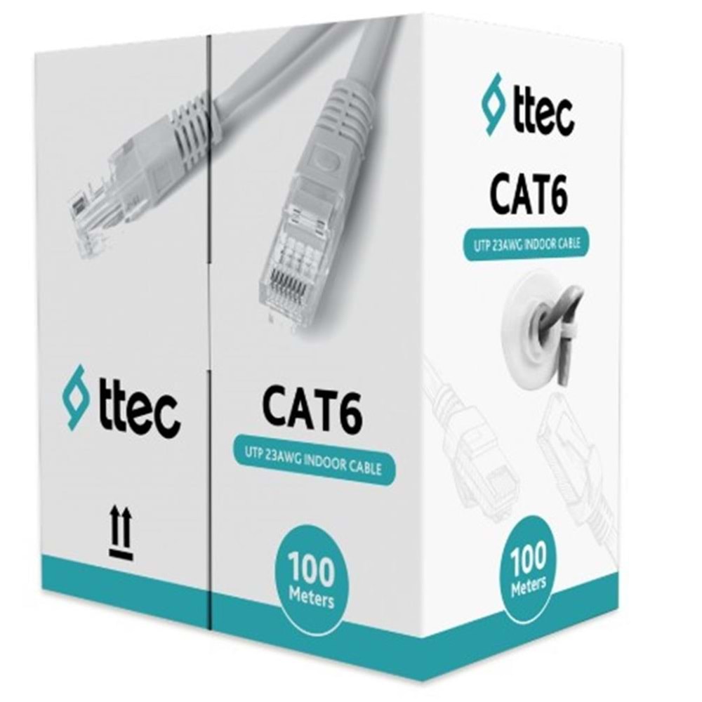 Ttec KBL-CAT6-23CCA-IN100G İç Mekan PVC Gri 100 metre Kablo 