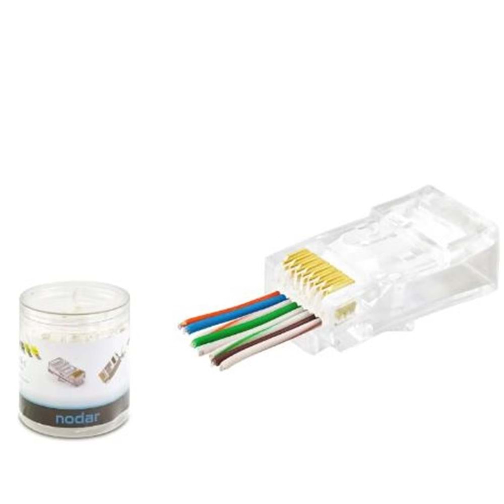 NODAR ND2407 CAT6 EZ RJ45 Konnektör 100 Adet Plastik Kutu 