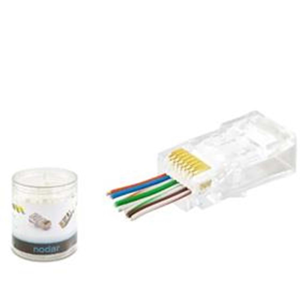 NODAR ND2407 CAT6 EZ RJ45 Konnektör 100 Adet Plastik Kutu 