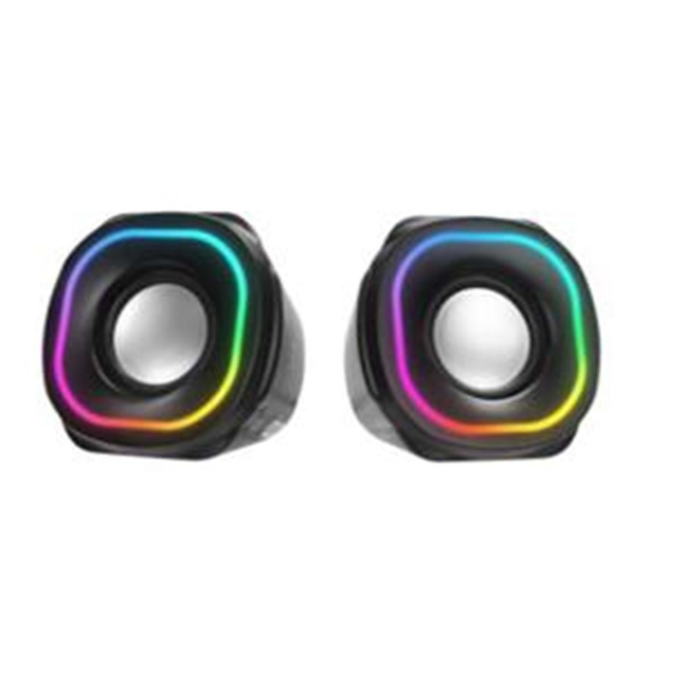 Mikado MD-180 2.0 3W-2 Siyah RGB Aydınlatmalı USB + 3.5mm USB 5V Speaker Hoparlör