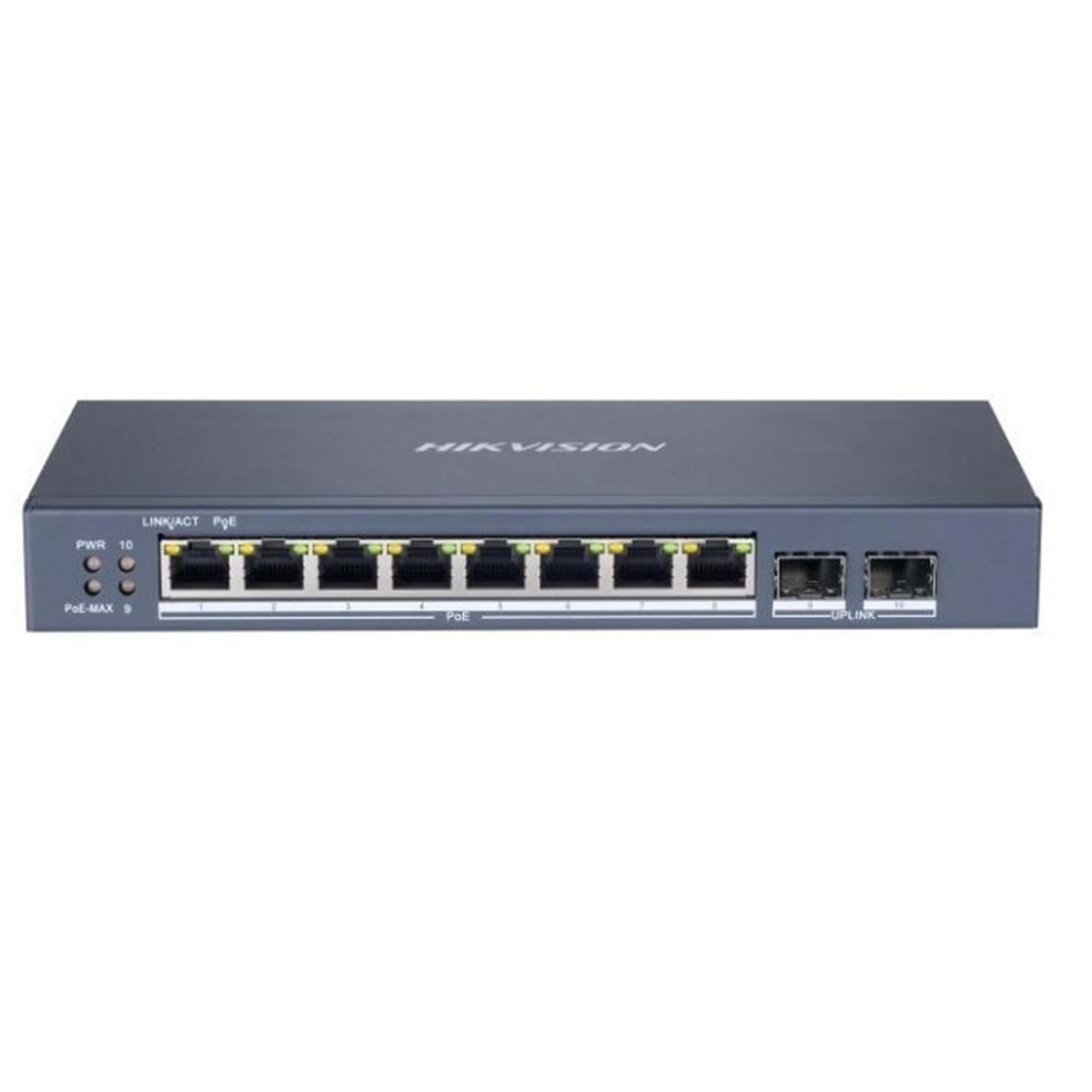 Hikvision DS-3E1510P-SI 8 Port 10-100-1000 Mbps Gigabit Akıllı Yönetilebilir PoE Switch