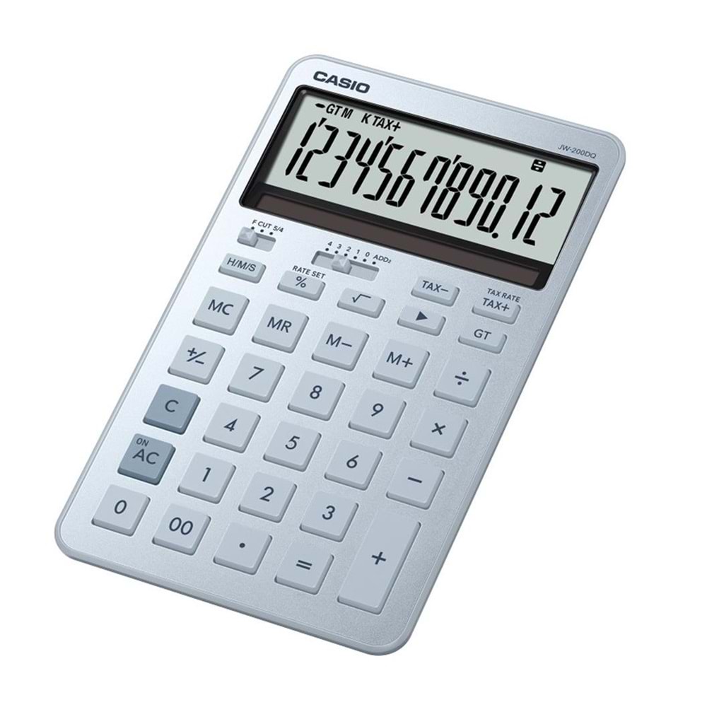 Casio JW-200DQ-BU12 Hane Buz Mavisi Masa Üstü Hesap Makinesi