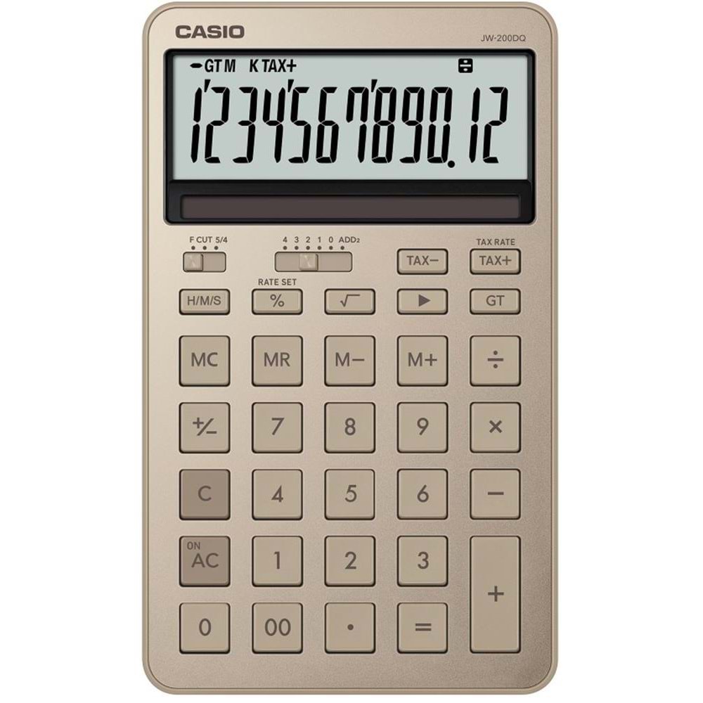 Casio JW-200DQ-GD12 Hane Parlak Altın Masa Üstü Hesap Makinesi