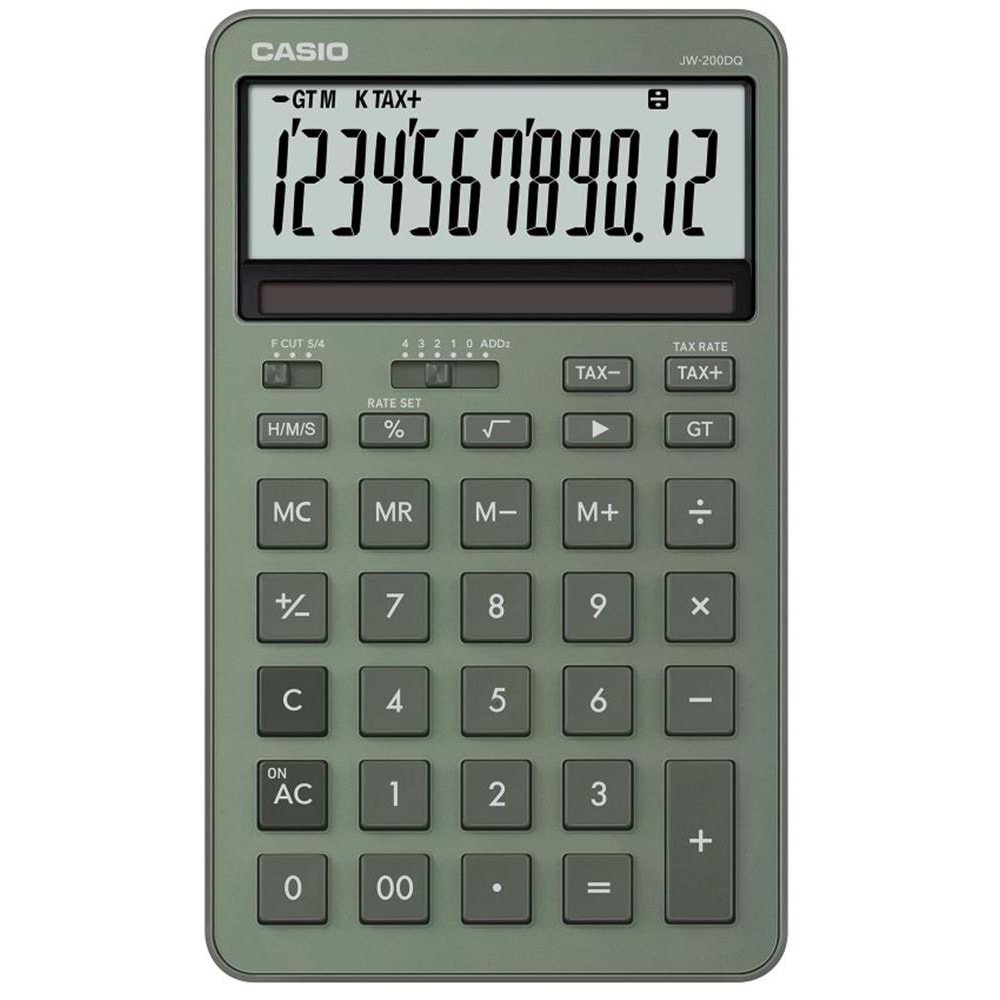 Casio JW-200DQ-GN 12 Hane Puslu Yeşil Masa Üstü Hesap Makinesi