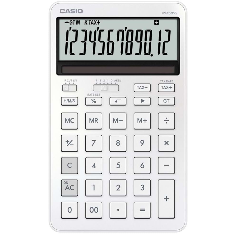 Casio JW-200DQ-WE 12 Hane İpeksi Beyaz Masa Üstü Hesap Makinesi