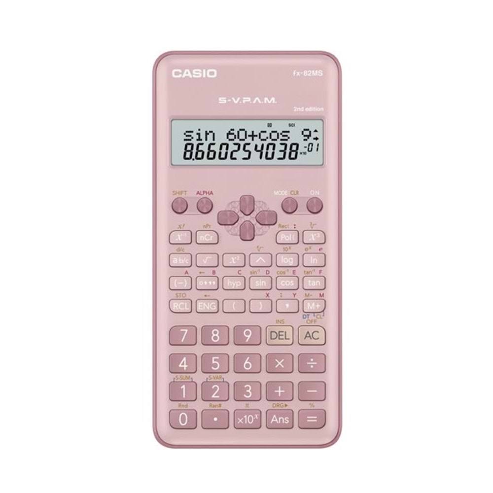 Casio FX-82MS-2-PK-W-DTF Versiyon Bilimsel Pembe Fonksiyonlu Hesap Makinesi