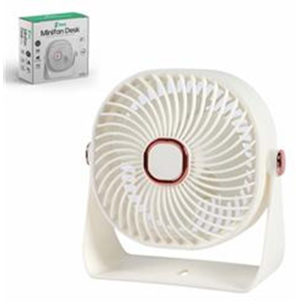 Feny FN-F55 Beyaz Ultra Sessiz 3 Kademeli Şarjlı 800Mah Masa Fanı 4
