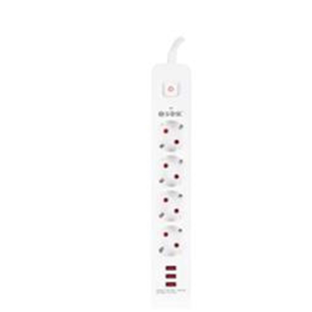 S-link SPG403U 1.5m 1.5mm 100 yüzde Bakır 750 Joule 3 Usb 5V2.4A 4lü Anahtarlı Akım Korumalı Priz