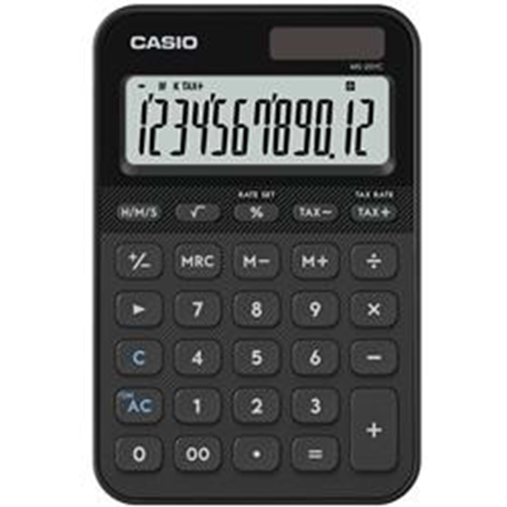 Casio MS-20YC-BK 12 Hane Siyah Masa Üstü Hesap Makinesi