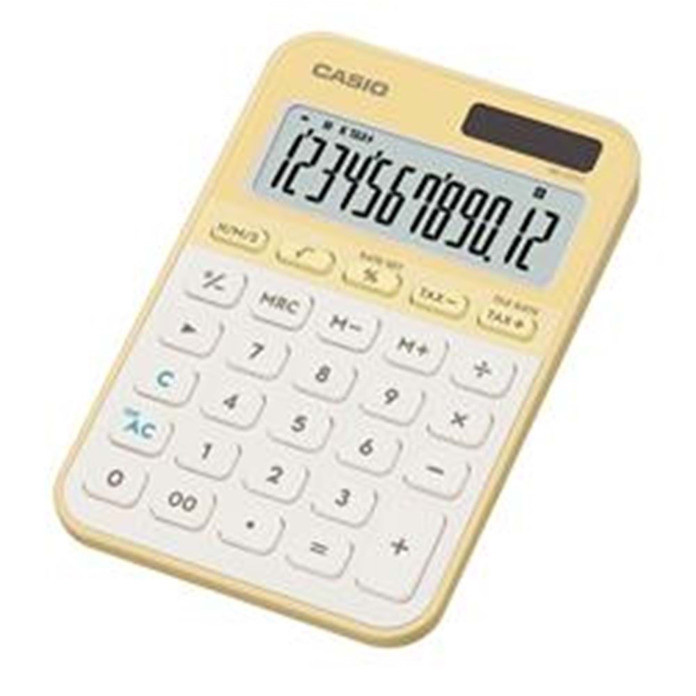 Casio MS-20YC-LY 12 Hane Pastel Sarı Krem Masa Üstü Hesap Makinesi