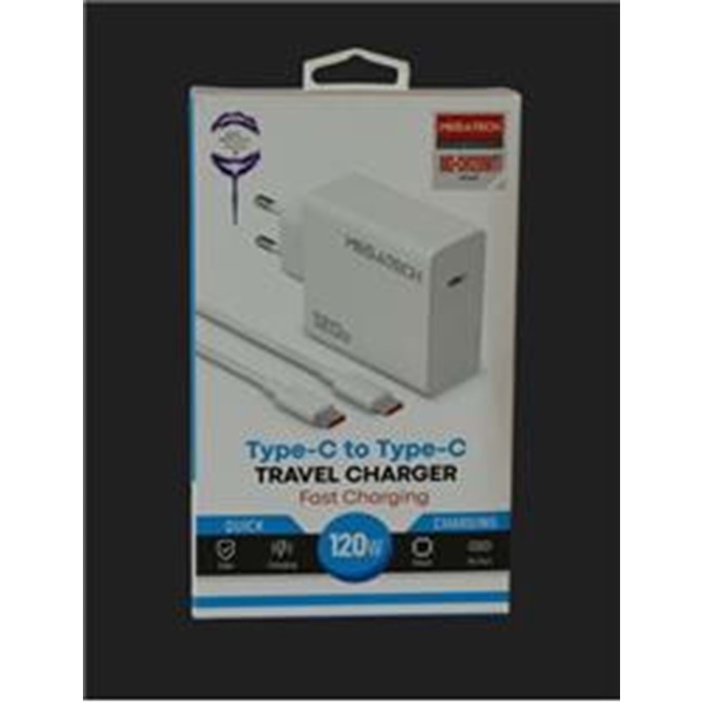 Megatech (MG-CH120WTT) 120W Type-C To Type-C Şarj Aleti 