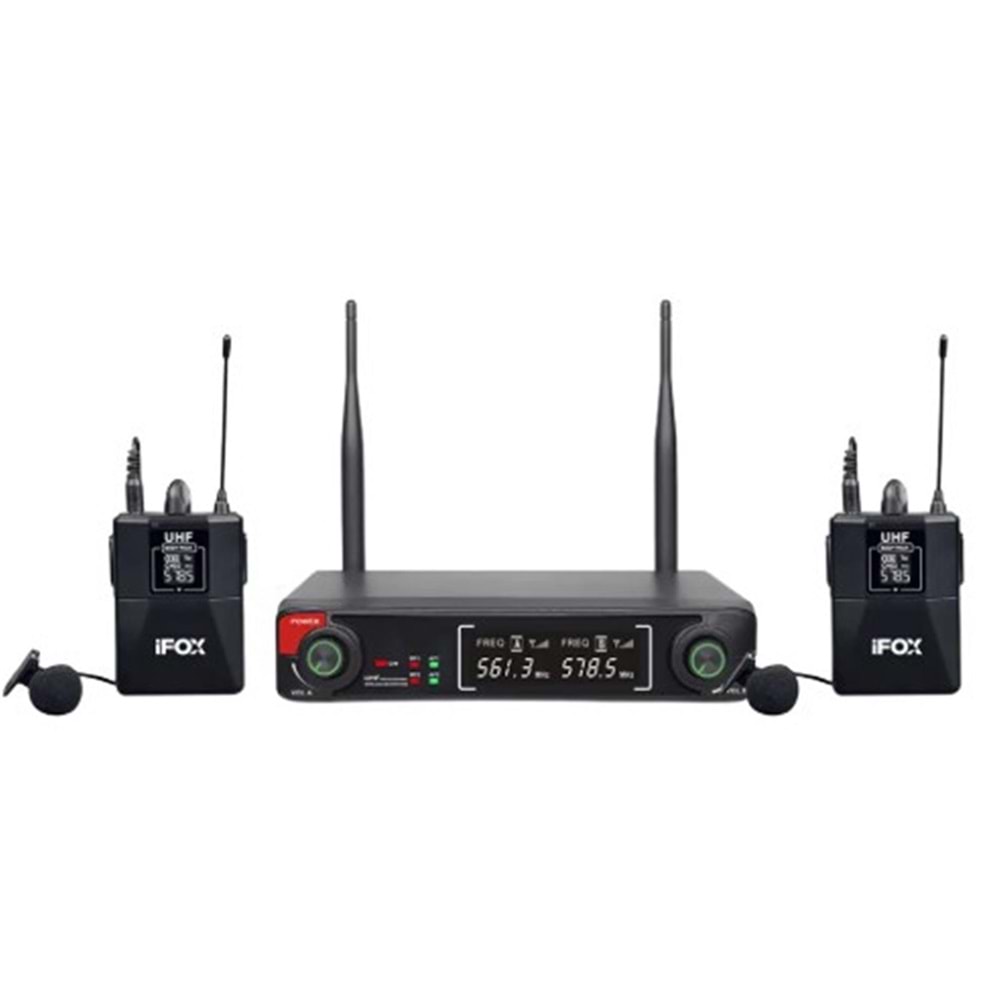Wöller FX-700YY UHF Çift Kanallı Led Ekran 2li Kablosuz Yaka Mikrofonu
