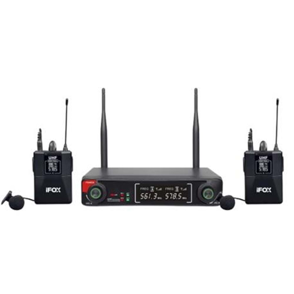 Wöller FX-700YY UHF Çift Kanallı Led Ekran 2li Kablosuz Yaka Mikrofonu