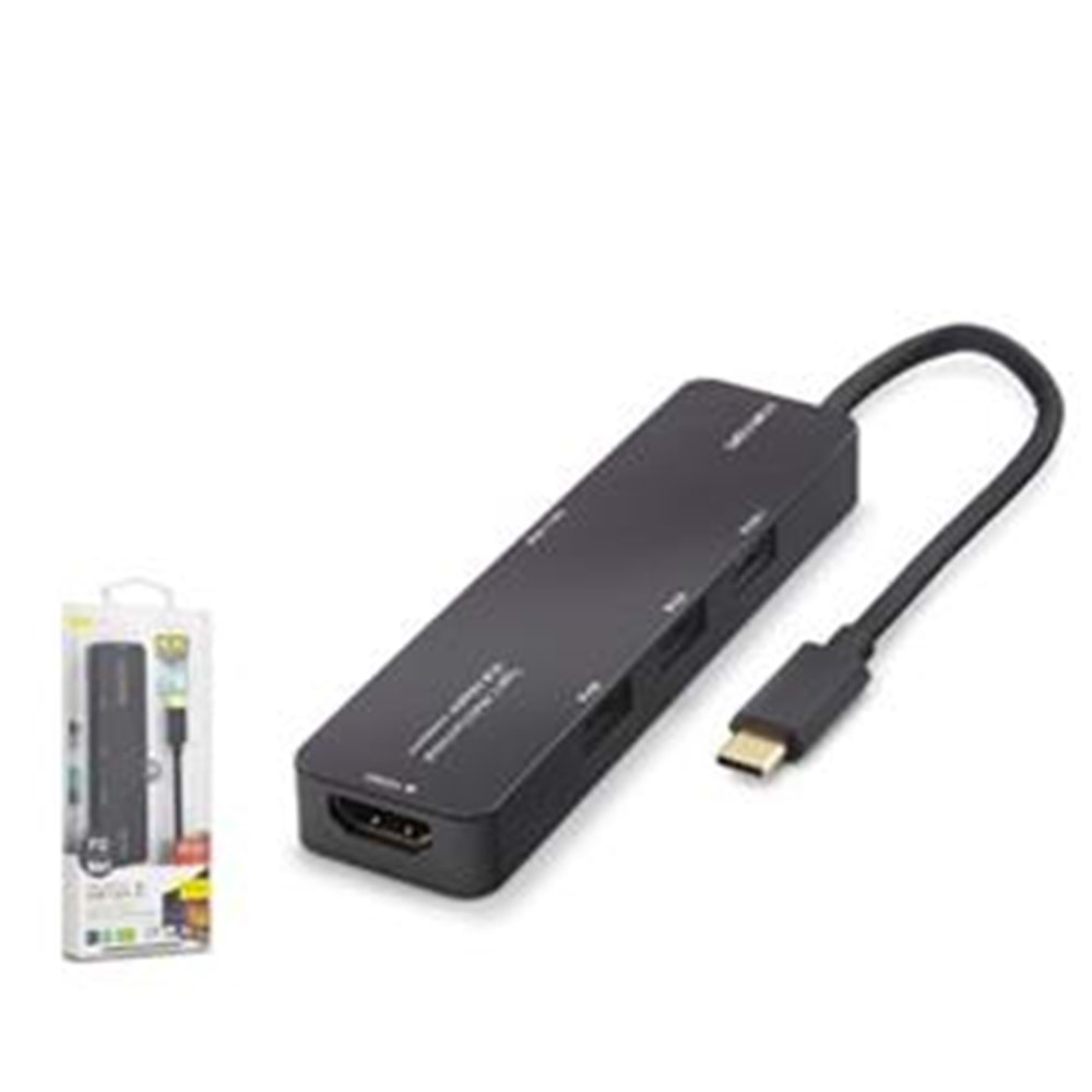 iETOP TUH305 Type-C 3.2 Gen1 Combo Hub PD HDMI 4K 5 Port 5 Gbps Siyah