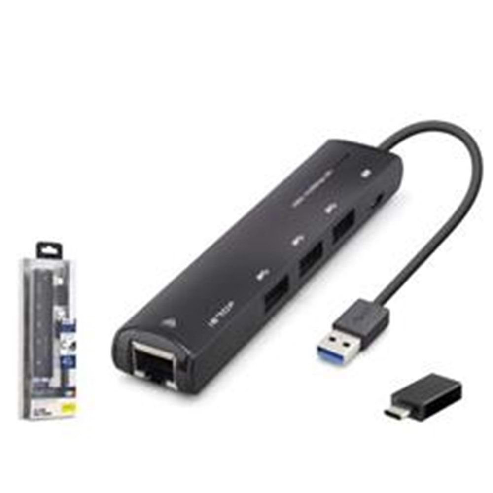 iETOP HDX7897 USB Type-C 3.2 Gen1 Combo Hub Gigabit LAN 4 Port 5 Gbps Siyah