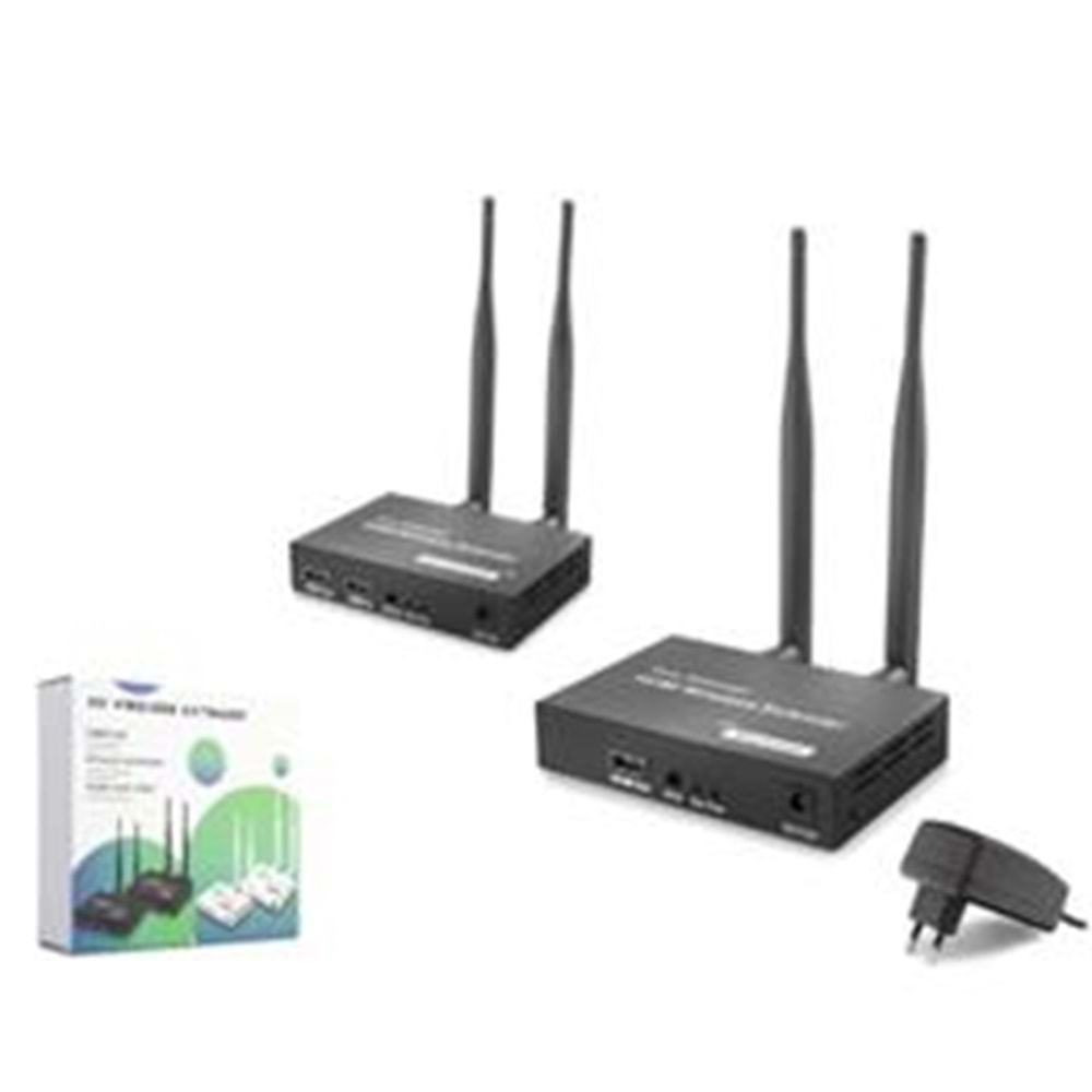 HADRON HDX1444 Kablosuz HDMI Görüntü Aktarım Seti Loop-Out IR 1080p 200 m Siyah