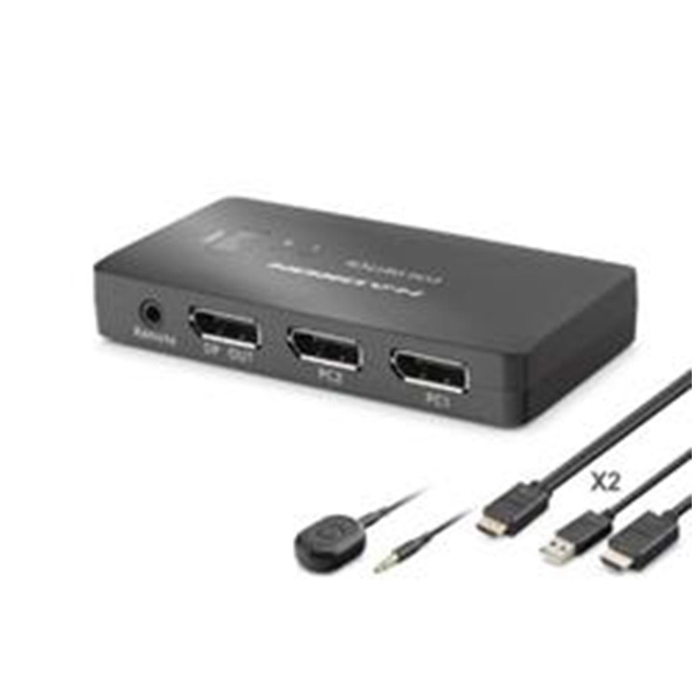 HADRON HDX1426 DisplayPort KVM Switch 2 Console USB Port 2 DisplayPort Siyah
