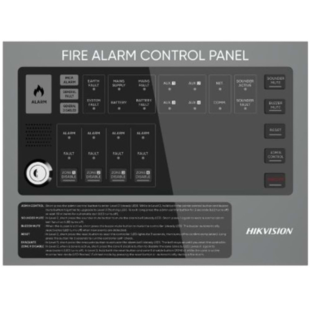 Hikvision HF-C104 4 Bölgeli Konvansiyonel Yangın Alarm Paneli
