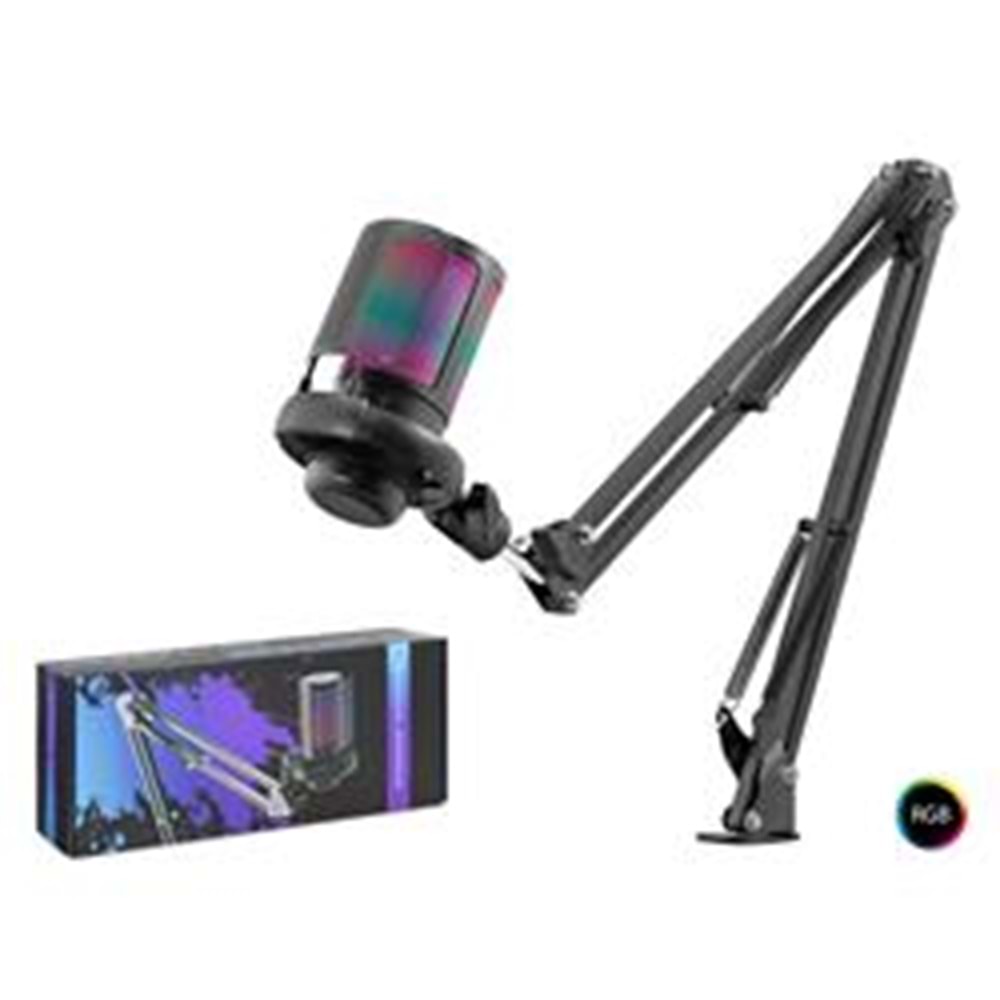 HADRON ME6S35B Gaming RGB Mikrofon Seti Boom Mikrofon Kolu Type-C 192kHz 24Bit Siyah