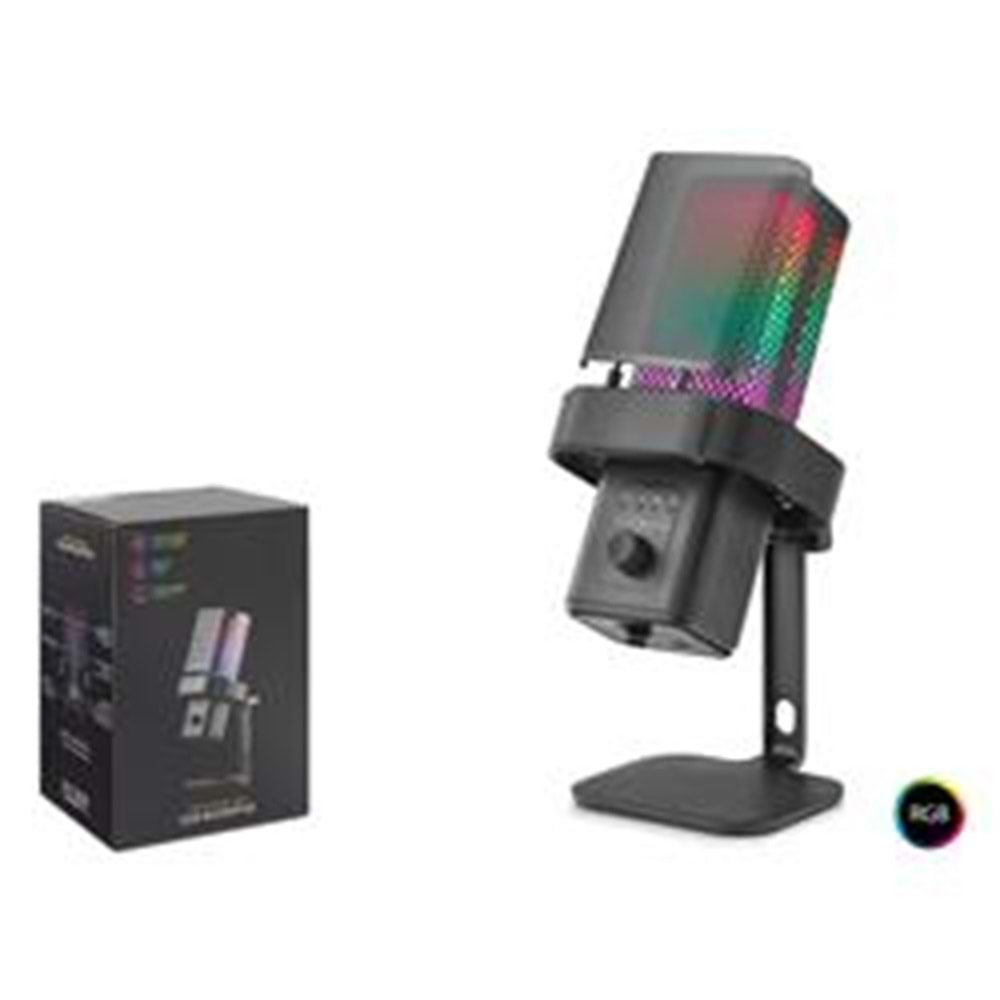 HADRON M6B Gaming RGB Masaüstü Mikrofon Type-C 192kHz 24Bit Siyah