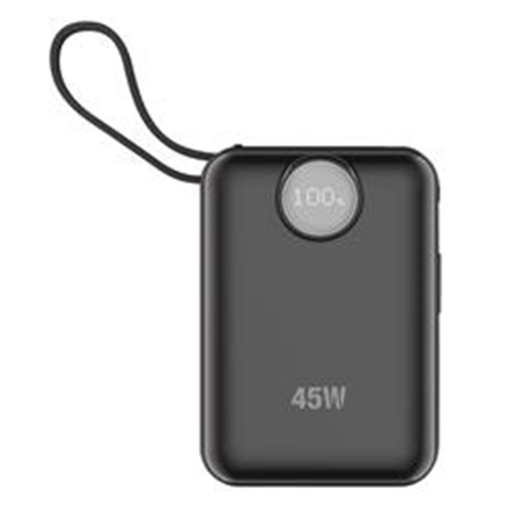 S-link G450 20000mAh PD45W+QC3.0 Dahili Kablolu Siyah LCD Taşınabilir Pil Şarj Cihazı Powerbank