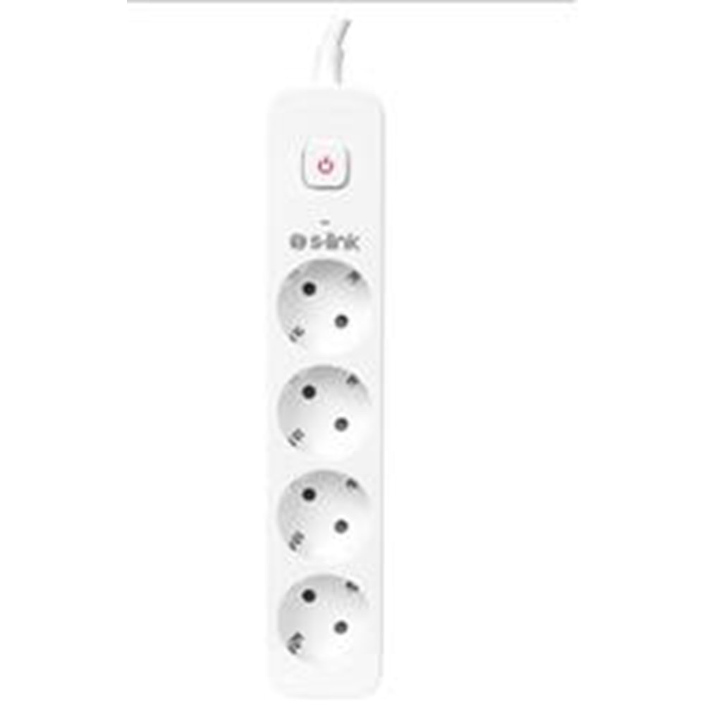 S-link SPG401S 1.5m 1.5mm 100 yüzde Bakır 750 Joule 4 lü Anahtarlı Akım Korumalı Priz