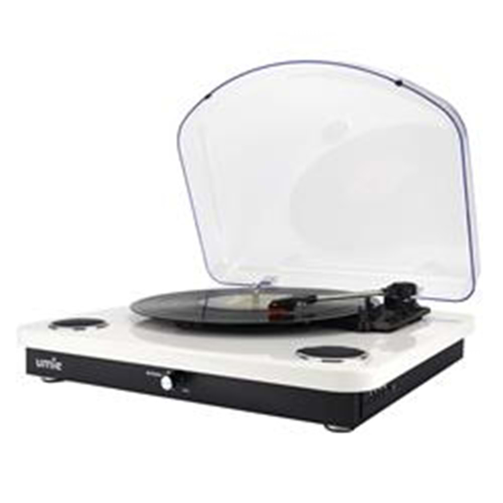 UMİE Bemol Beyaz Piano Kaplama 10W BT İN, BT OUT, RCA, USB Özellikli Nostaljik Pikap