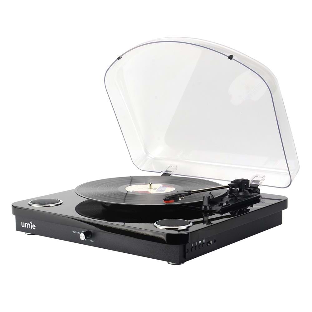 UMİE Bemol Siyah Piano Kaplama 10W BT İN, BT OUT, RCA, USB Özellikli Nostaljik Pikap