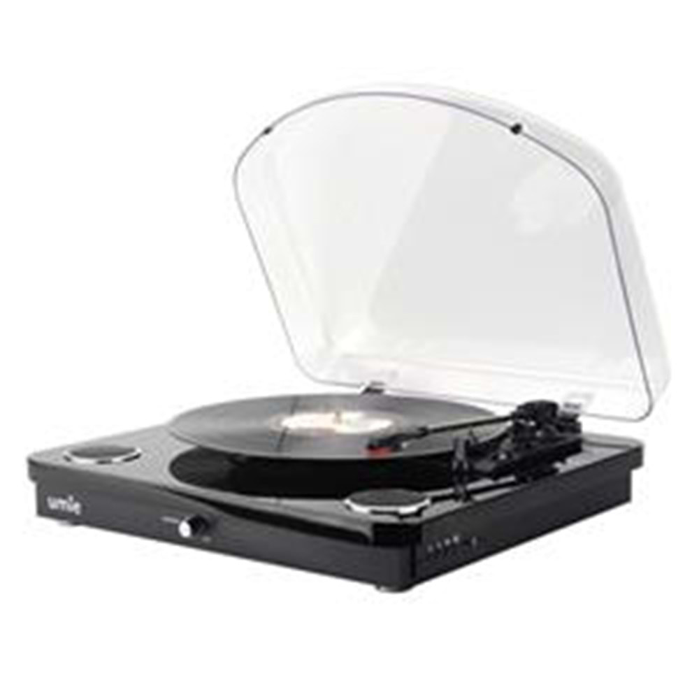 UMİE Bemol Siyah Piano Kaplama 10W BT İN, BT OUT, RCA, USB Özellikli Nostaljik Pikap