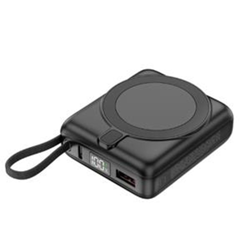 S-link M10L 10000mAh Magsafe 15W PD22.5W+QC3.0 18W Siyah Led Logo Şarj Cihazı Powerbank